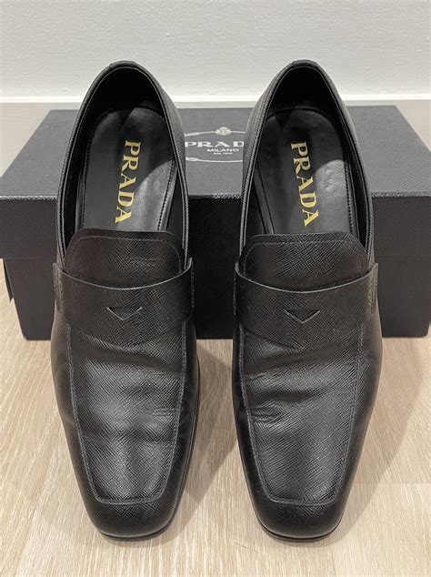 prada saffiano penny loafer black|Prada saffiano penny.